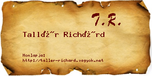 Tallér Richárd névjegykártya